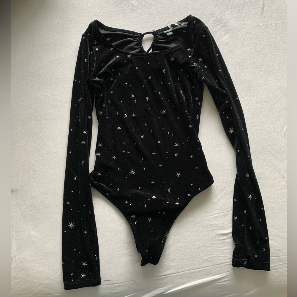 Black velvet celestial bodysuit